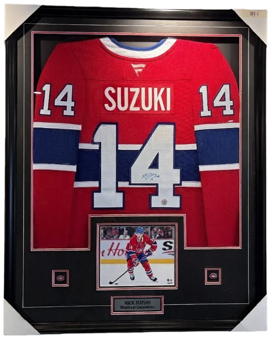 Framed Nick Suzuki Autographed Montreal Canadiens Fanatics Premium Jersey
