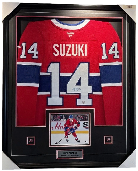 Framed Nick Suzuki Autographed Montreal Canadiens Fanatics Premium Jersey