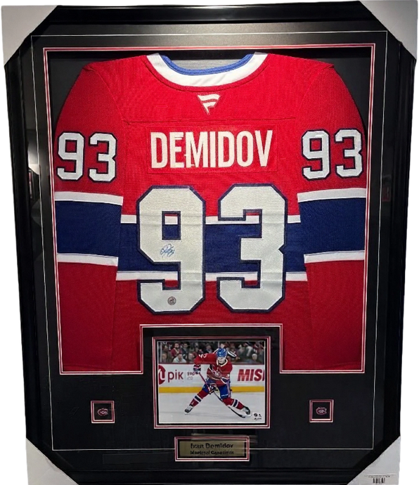 Framed Ivan Demidov Autographed Montreal Canadiens Fanatics Premium Jersey