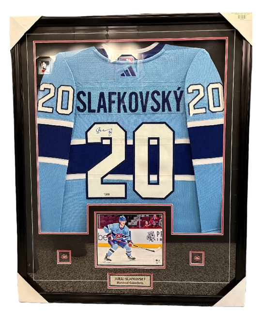 Framed Juraj Slafkovsky Signed Montreal Canadiens Reverse Retro 2.0 Adidas Jersey