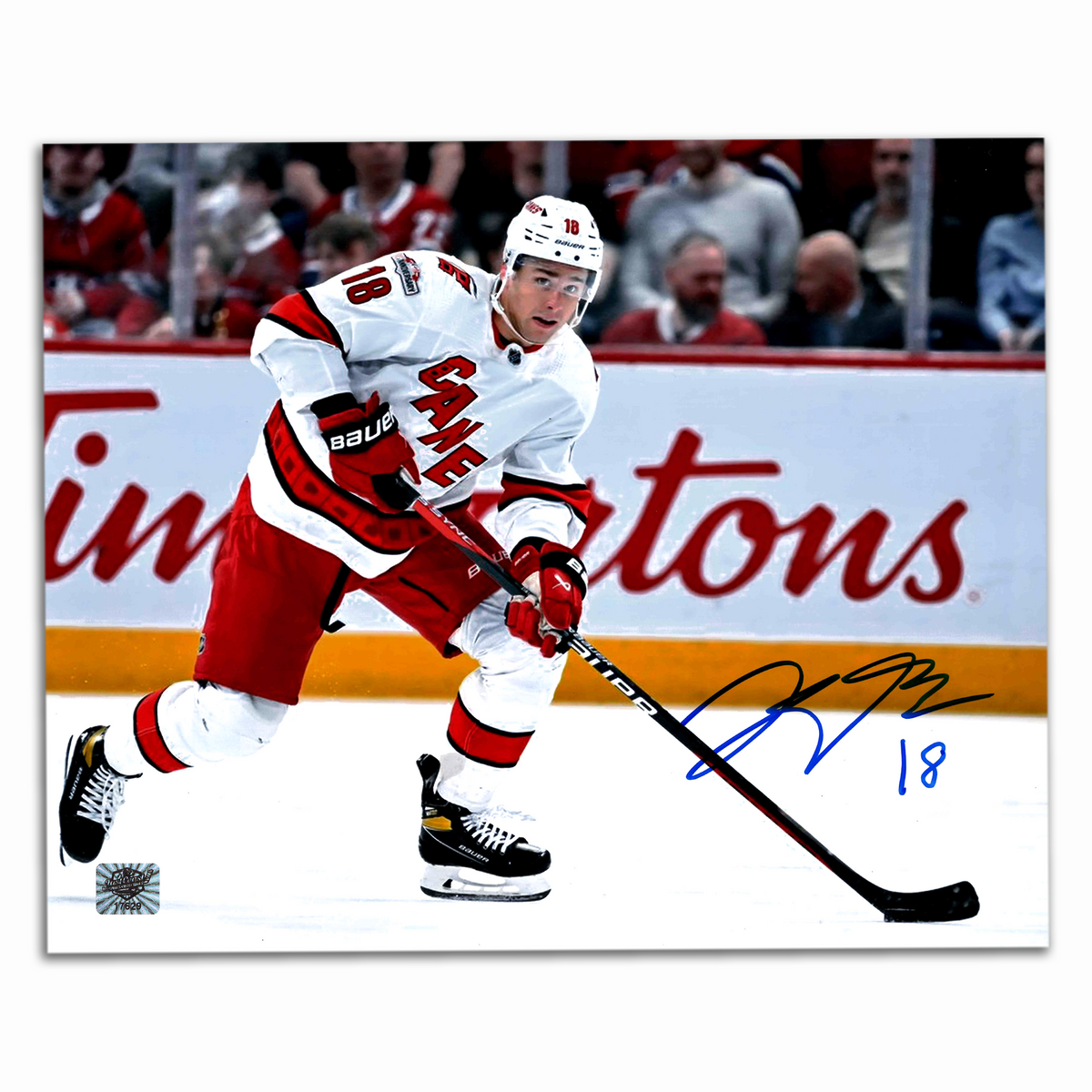 Jack Drury Autographed Carolina Hurricanes Horizontal Away 8x10 Photo