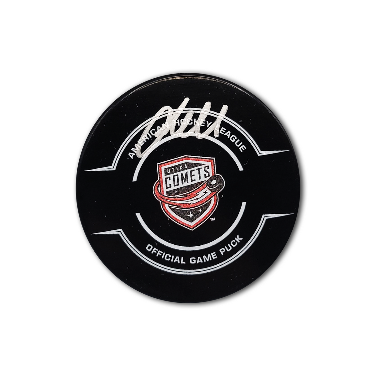 Jacob Markstrom Utica Comets Official Autographed Hockey Puck