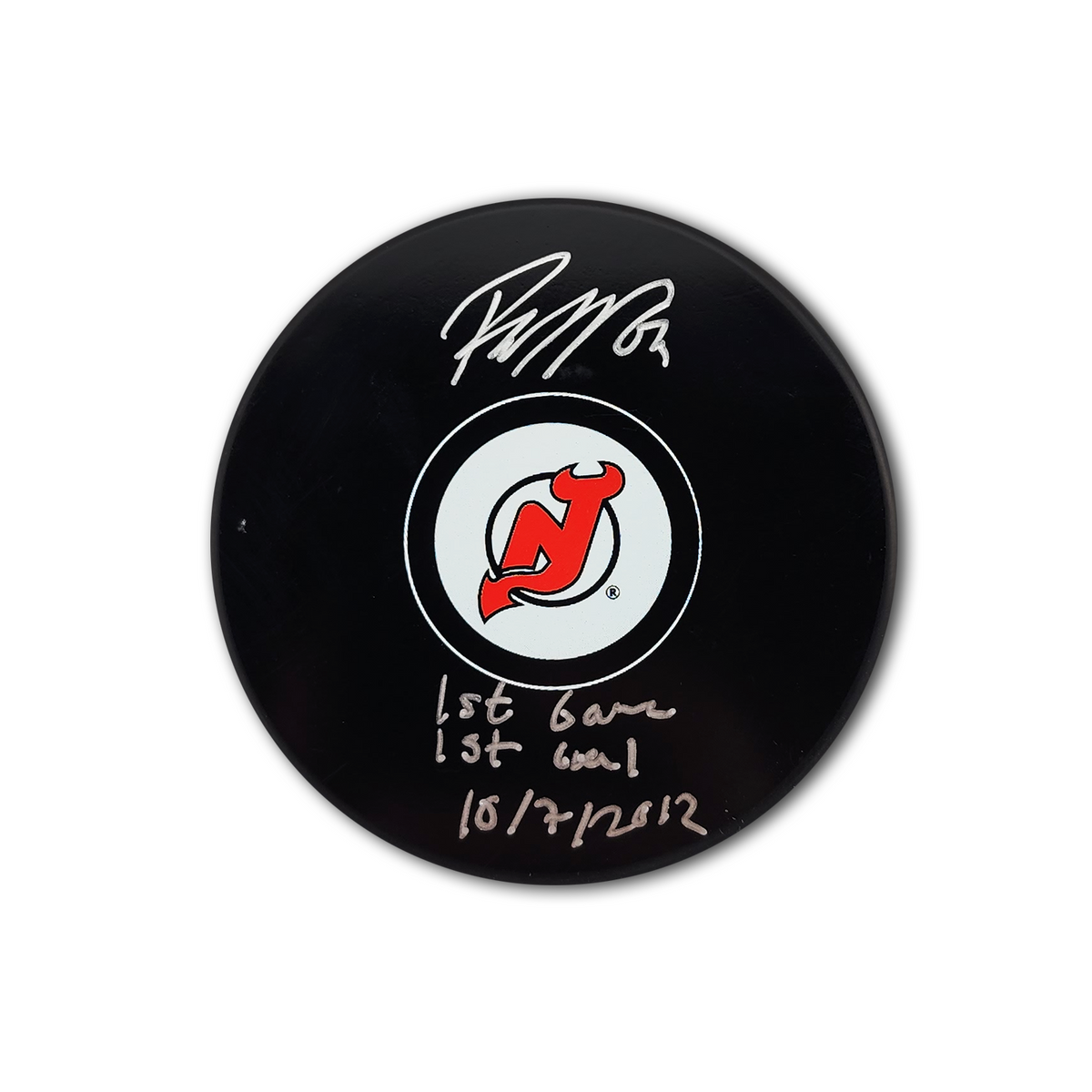 Jesper Bratt Autographed New Jersey Devils Hockey Puck Inscribed 1st Game and Goal
