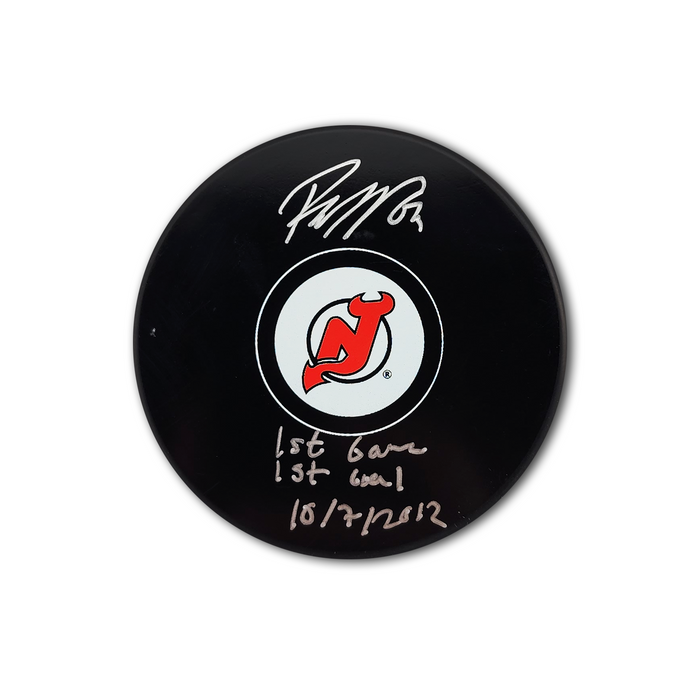 Jesper Bratt Autographed New Jersey Devils Hockey Puck Inscribed 1st Game and Goal