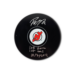 Jesper Bratt Autographed New Jersey Devils Hockey Puck Inscribed 1st Game and Goal
