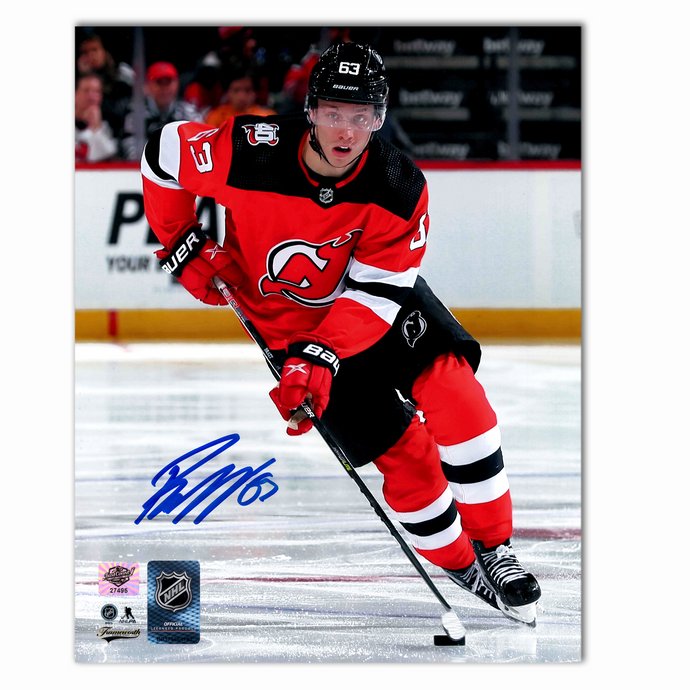 Jesper Bratt Autographed New Jersey Devils Home 8x10 Photo