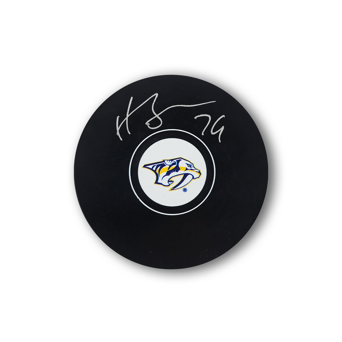 Juuse Saros Autographed Nashville Predators Hockey Puck