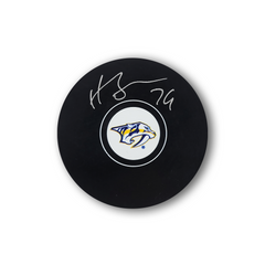 Juuse Saros Autographed Nashville Predators Hockey Puck