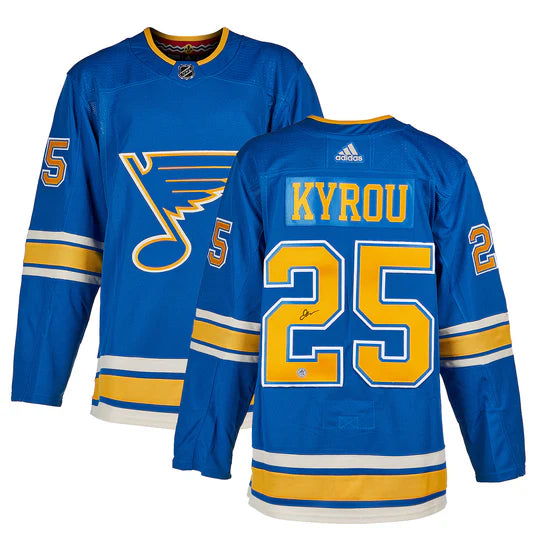 Jordan Kyrou Signed St Louis Blues adidas Jersey
