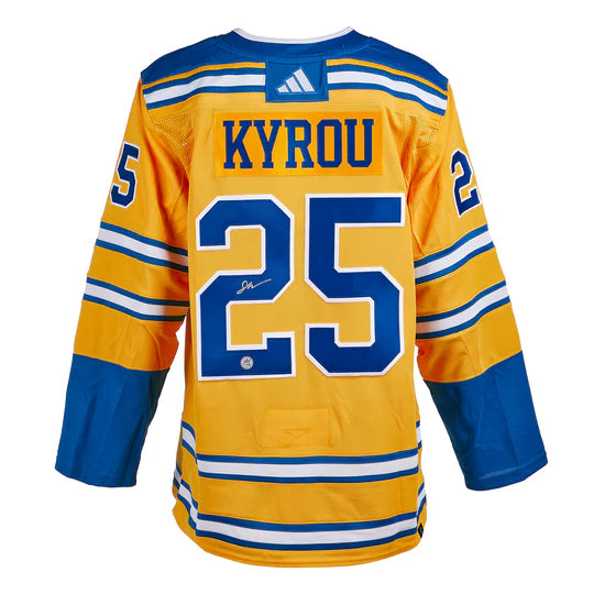 Load image into Gallery viewer, Jordan Kyrou Signed St Louis Blues Reverse Retro 2.0 adidas Jersey
