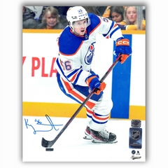 Kailer Yamamoto Autographed Edmonton Oilers Away 8x10 Photo