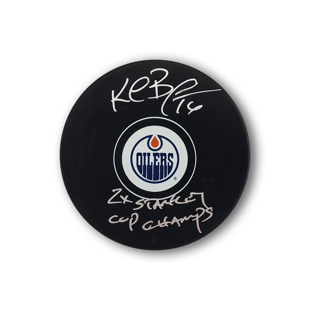 Kelly Buchburger Autographed Edmonton Oilers Hockey Puck Inscribed