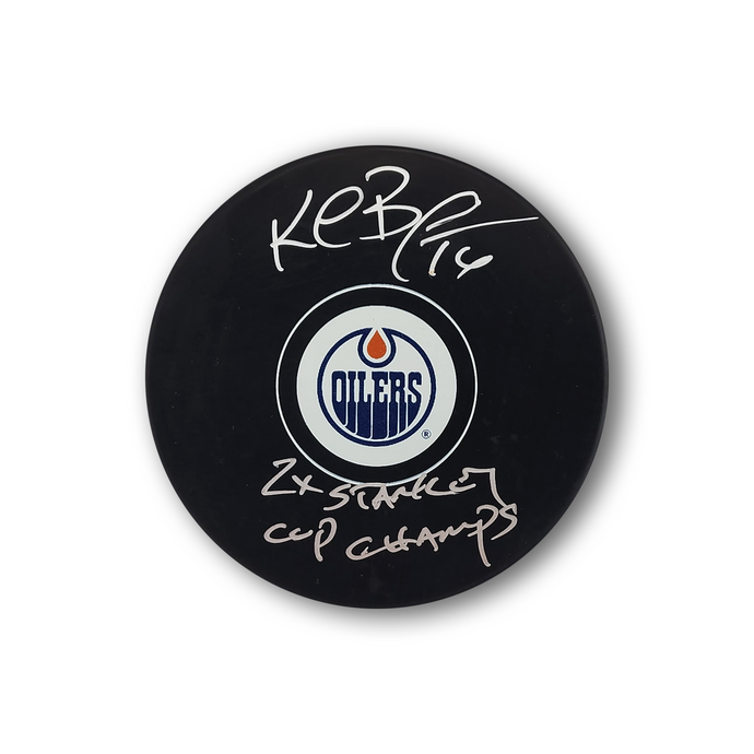 Kelly Buchburger Autographed Edmonton Oilers Hockey Puck Inscribed