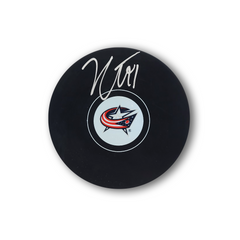 Kent Johnson Autographed Columbus Blue Jackets Hockey Puck