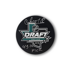 Kirill Marchenko Autographed 2018 NHL Draft Hockey Puck Inscribed 49th Pick