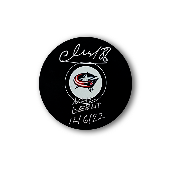 Kirill Marchenko Autographed Columbus Blue Jackets Hockey Puck Inscribed Debut