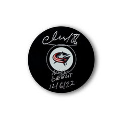 Kirill Marchenko Autographed Columbus Blue Jackets Hockey Puck Inscribed Debut