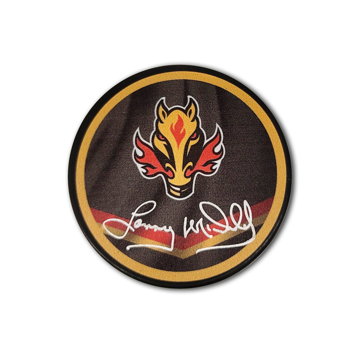 Lanny McDonald Calgary Flames Reverse Retro Autographed Hockey Puck
