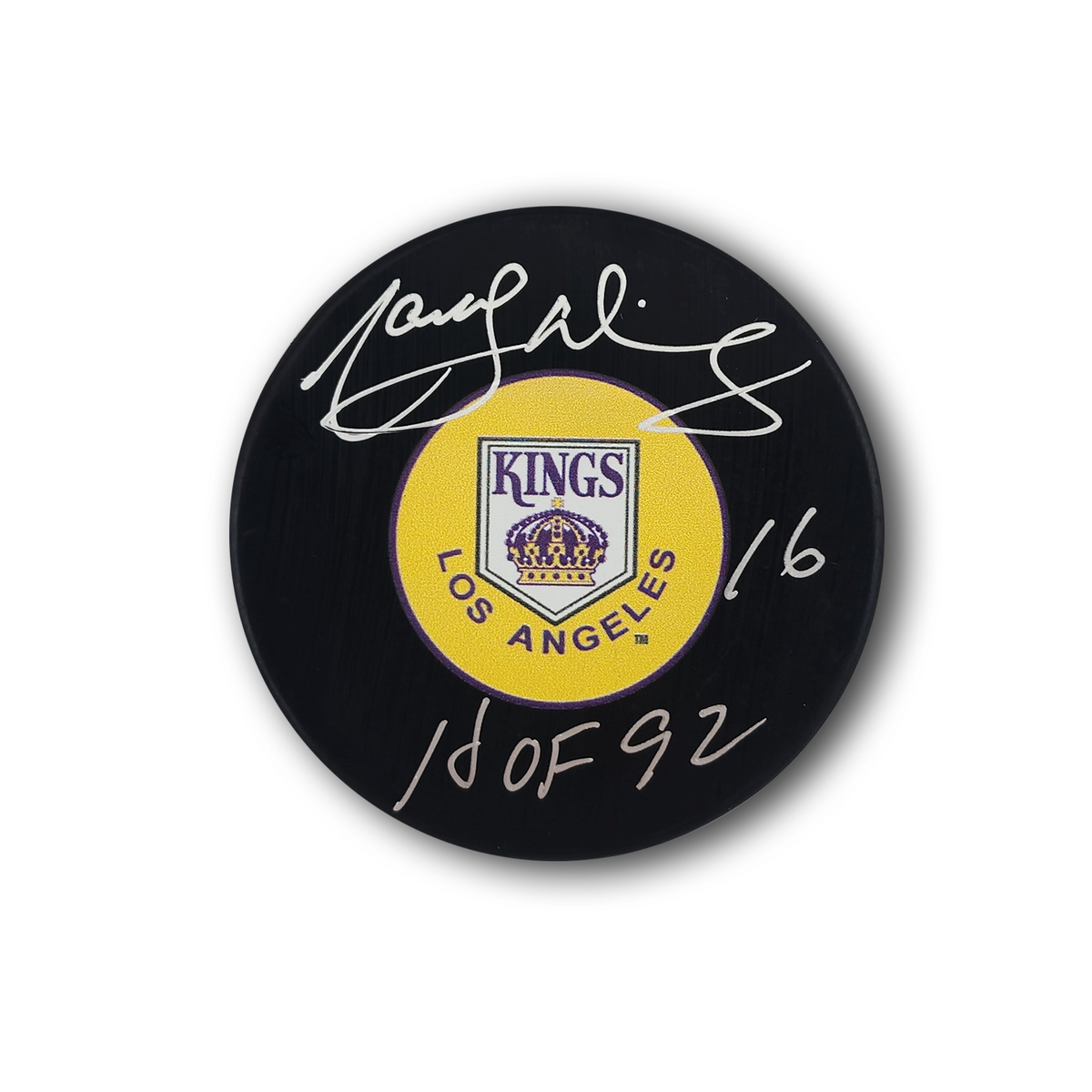 Marcel Dionne Autographed Los Angeles Kings Hockey Puck HOF 92