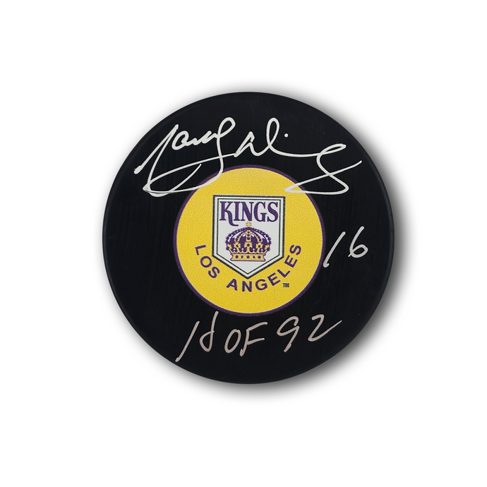 Marcel Dionne Autographed Los Angeles Kings Hockey Puck HOF 92