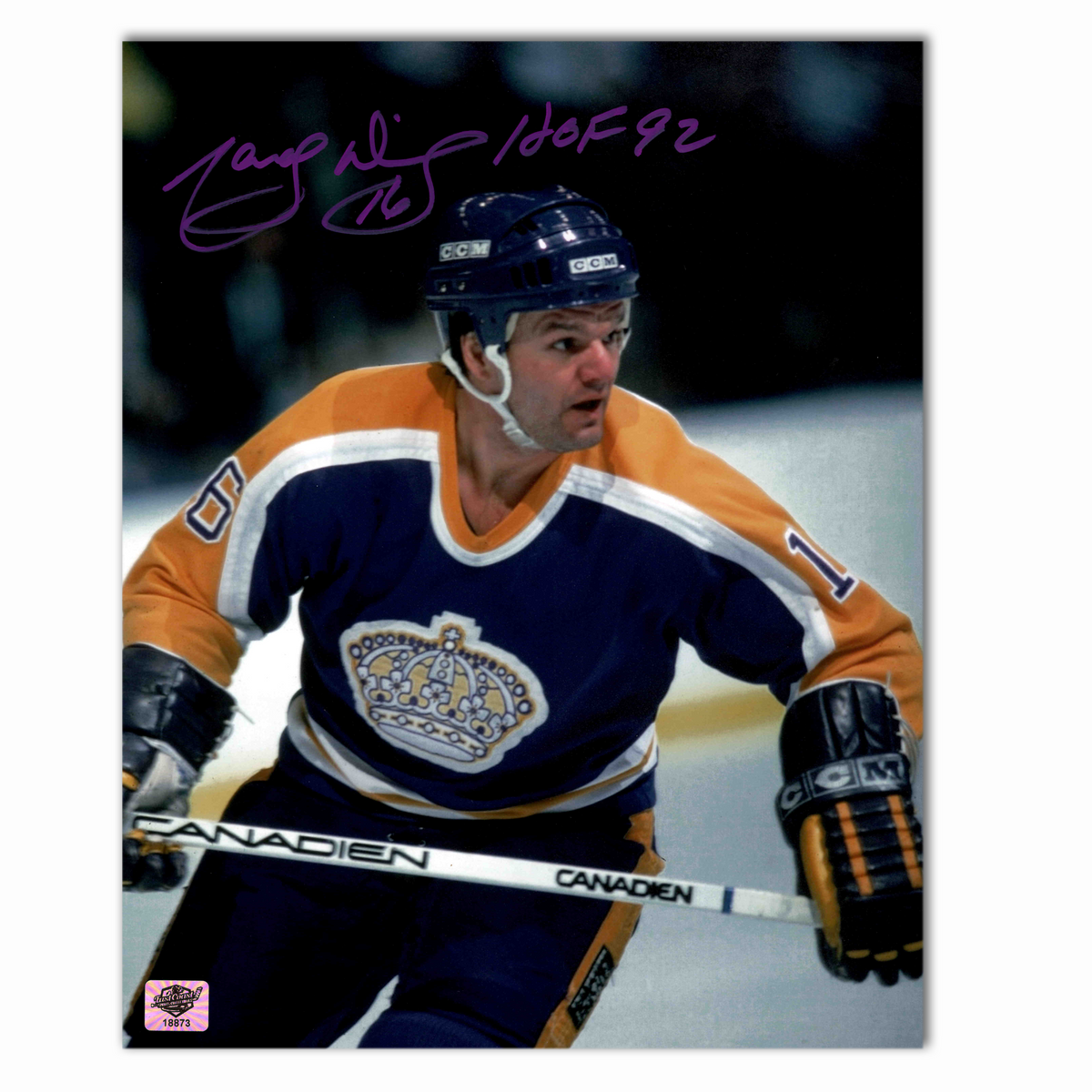 Marcel Dionne Autographed Los Angeles Kings 8x10 Purple Photo