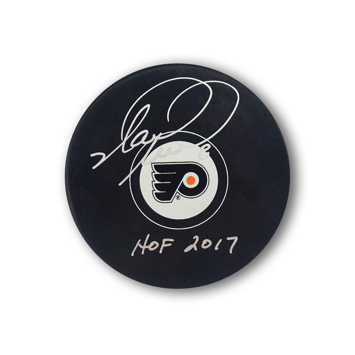 Mark Recchi Autographed Philadelphia Flyers Hockey Puck