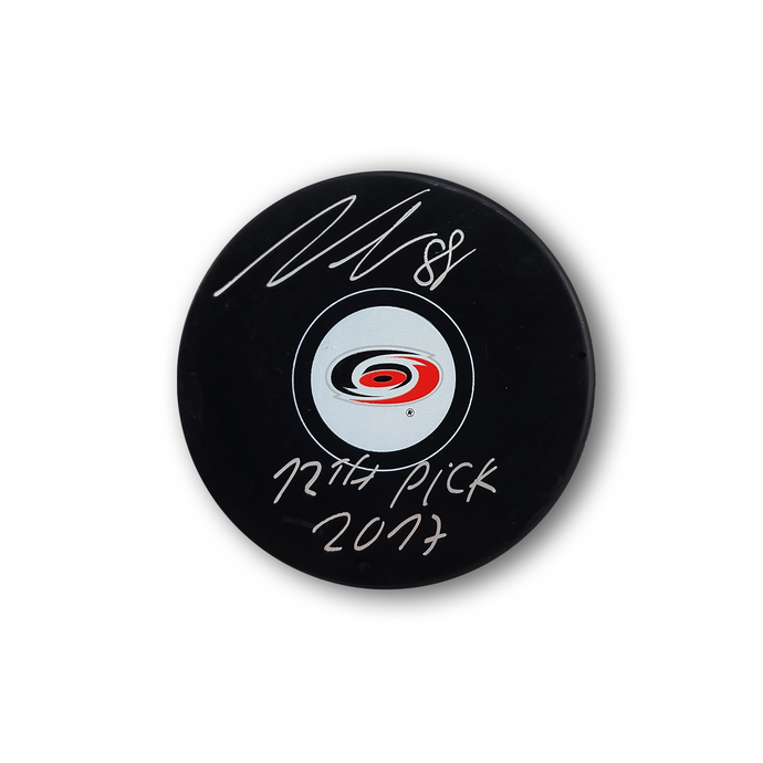 Martin Necas Autographed Carolina Hurricanes Hockey Puck Inscribed 12th Pick