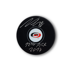 Martin Necas Autographed Carolina Hurricanes Hockey Puck Inscribed 12th Pick