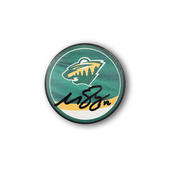 Matt Boldy Autographed Minnesota Wild Reverse Retro Hockey Puck