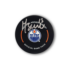 Mattias Janmark Autographed Edmonton Oilers Official Hockey Puck