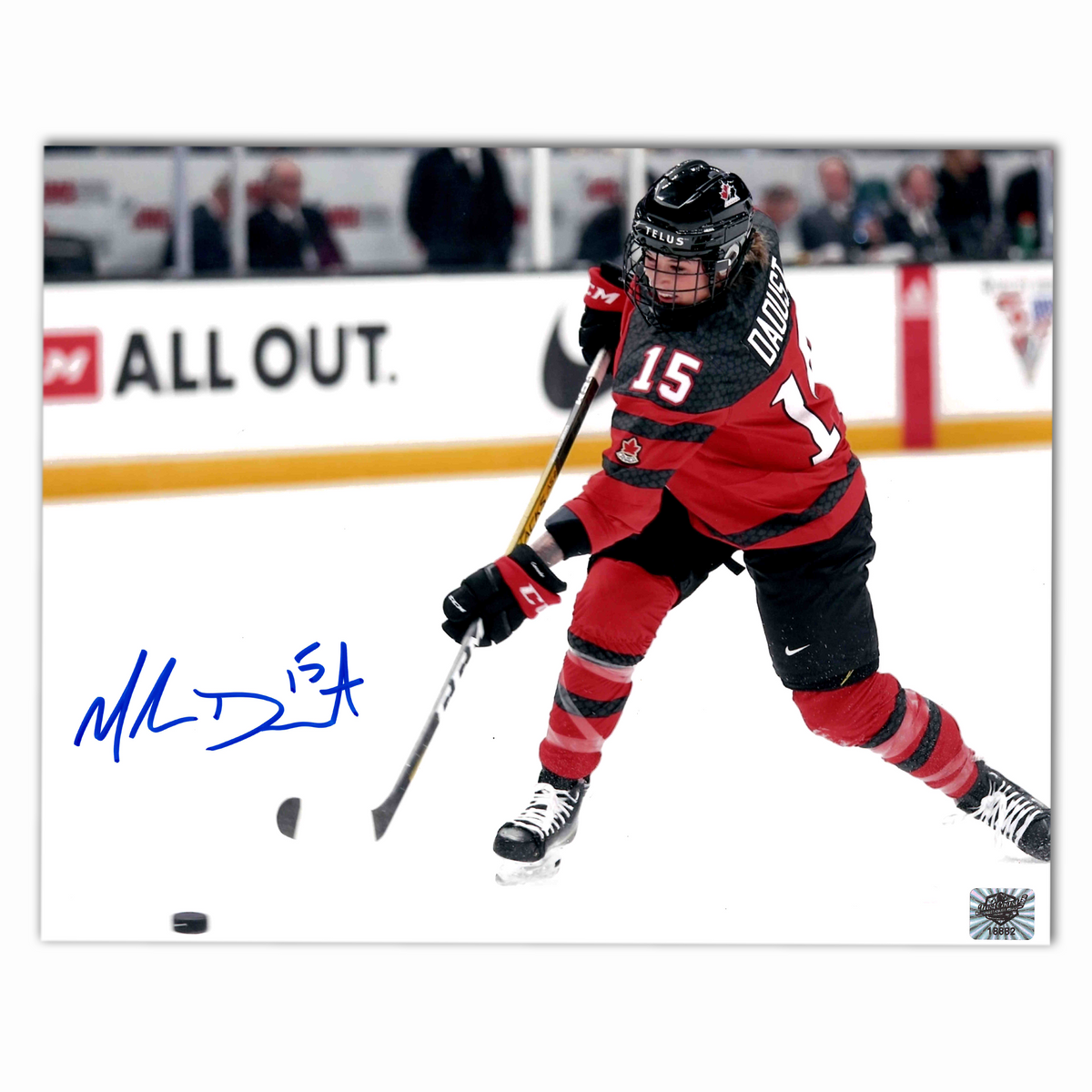 Melodie Daoust Autographed Team Canada Slap Shot 8x10 Photo