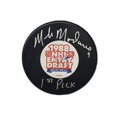 Mike Modano Autographed 1988 NHL Draft Hockey Puck Inscribed 1st Pick