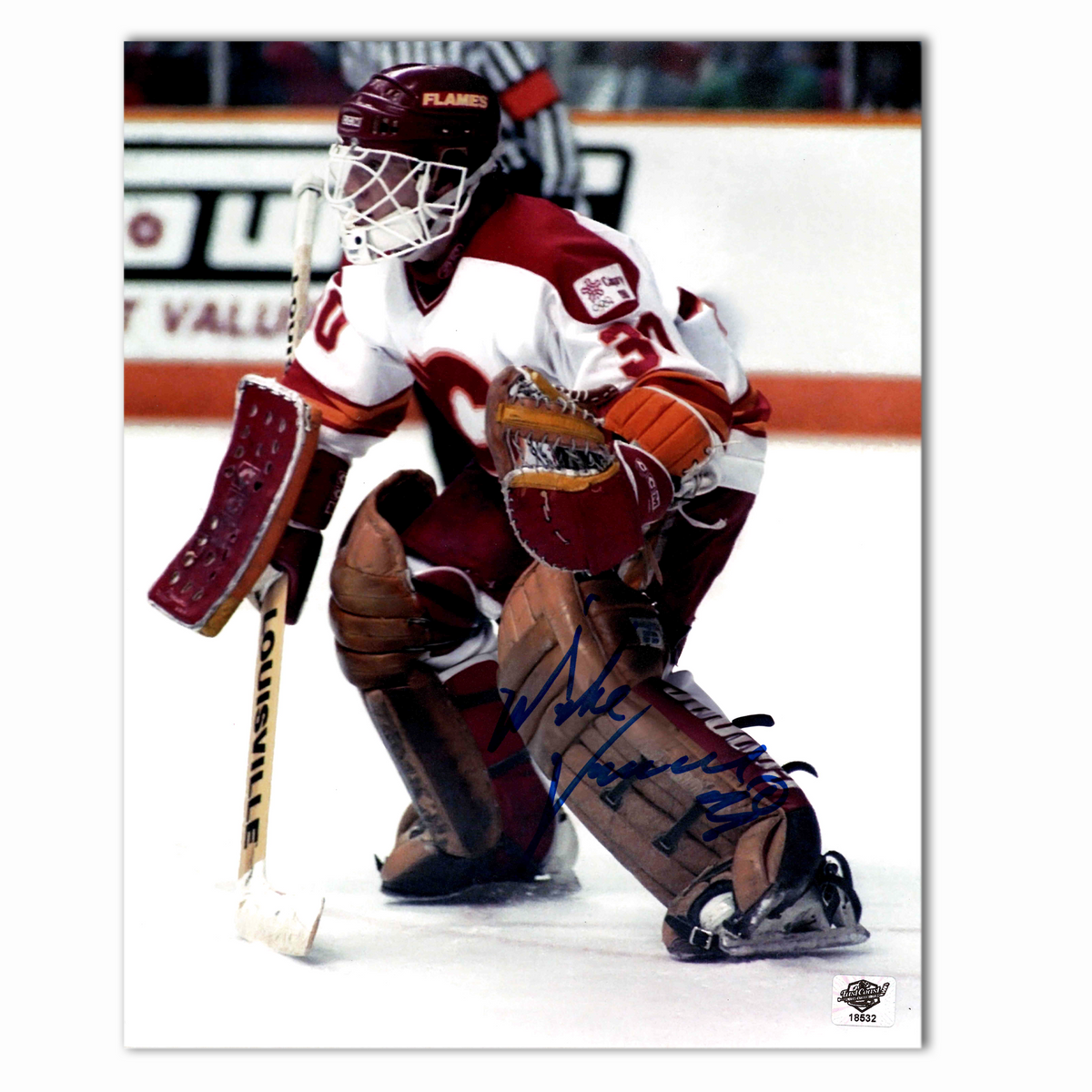 Mike Vernon Autographed Calgary Flames 8x10 Away Photo