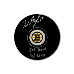 Milan Lucic Boston Bruins Autographed Hockey Puck Inscribed 1st Goal 10/12/07