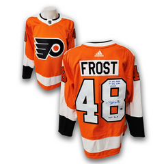 Morgan Frost Autographed Philadelphia Flyers Home Adidas Jersey Inscribed