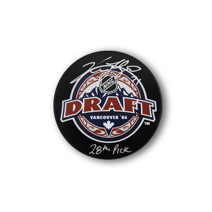 Nick Foligno Autographed 2006 NHL Draft Hockey Puck Inscribed 28th Pick