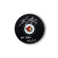 Nick Foligno Autographed Ottawa Senators Hockey Puck Inscribed NHL Debut