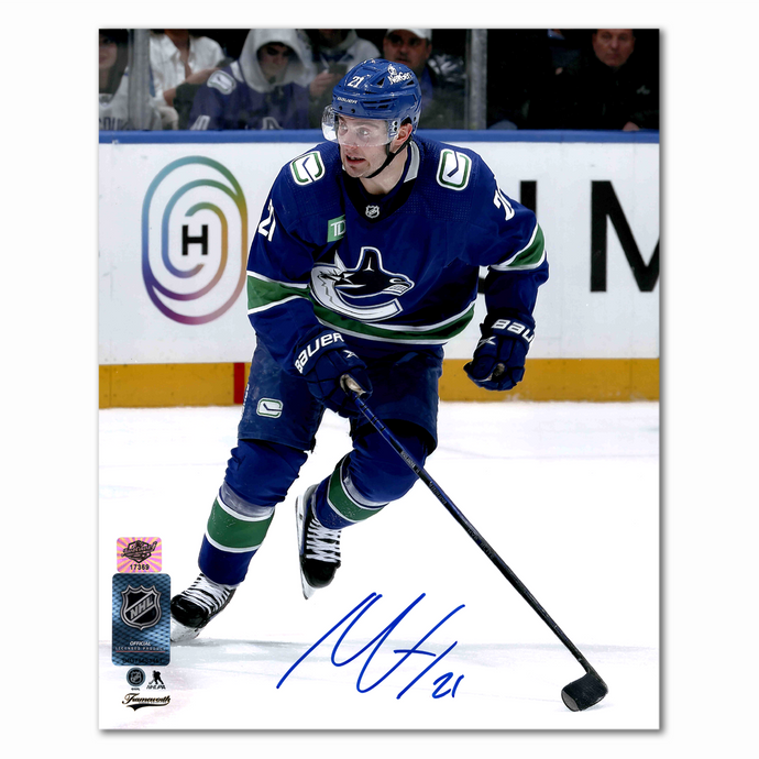 Nils Hoglander Autographed Vancouver Canucks Home 8x10 Photo