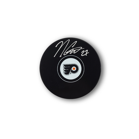 Noah Cates Autographed Philadelphia Flyers Hockey Puck