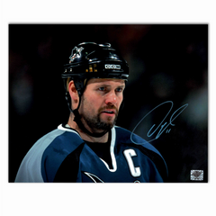 Owen Nolan Autographed San Jose Sharks Close Up 8x10 Horizontal Photo