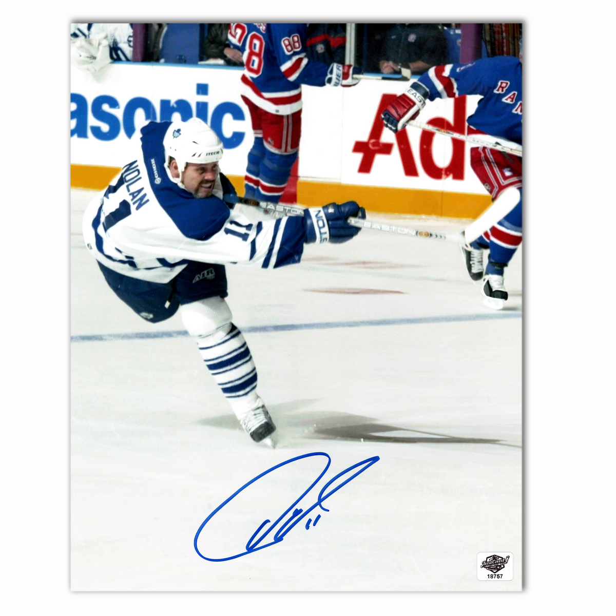 Owen Nolan Autographed Toronto Maple Leafs Slapshop 8x10 Photo