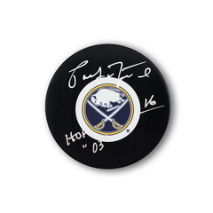 Pat Lafontaine Autographed Buffalo Sabres Hockey Puck Inscribed HOF