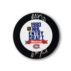 Paul Coffey Autographed 1980 NHL Draft Hockey Puck Inscribed 6th Pick