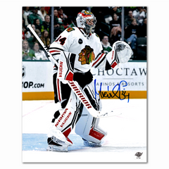 Petr Mrazek Autographed Chicago Black Hawks Away 8x10 Photo