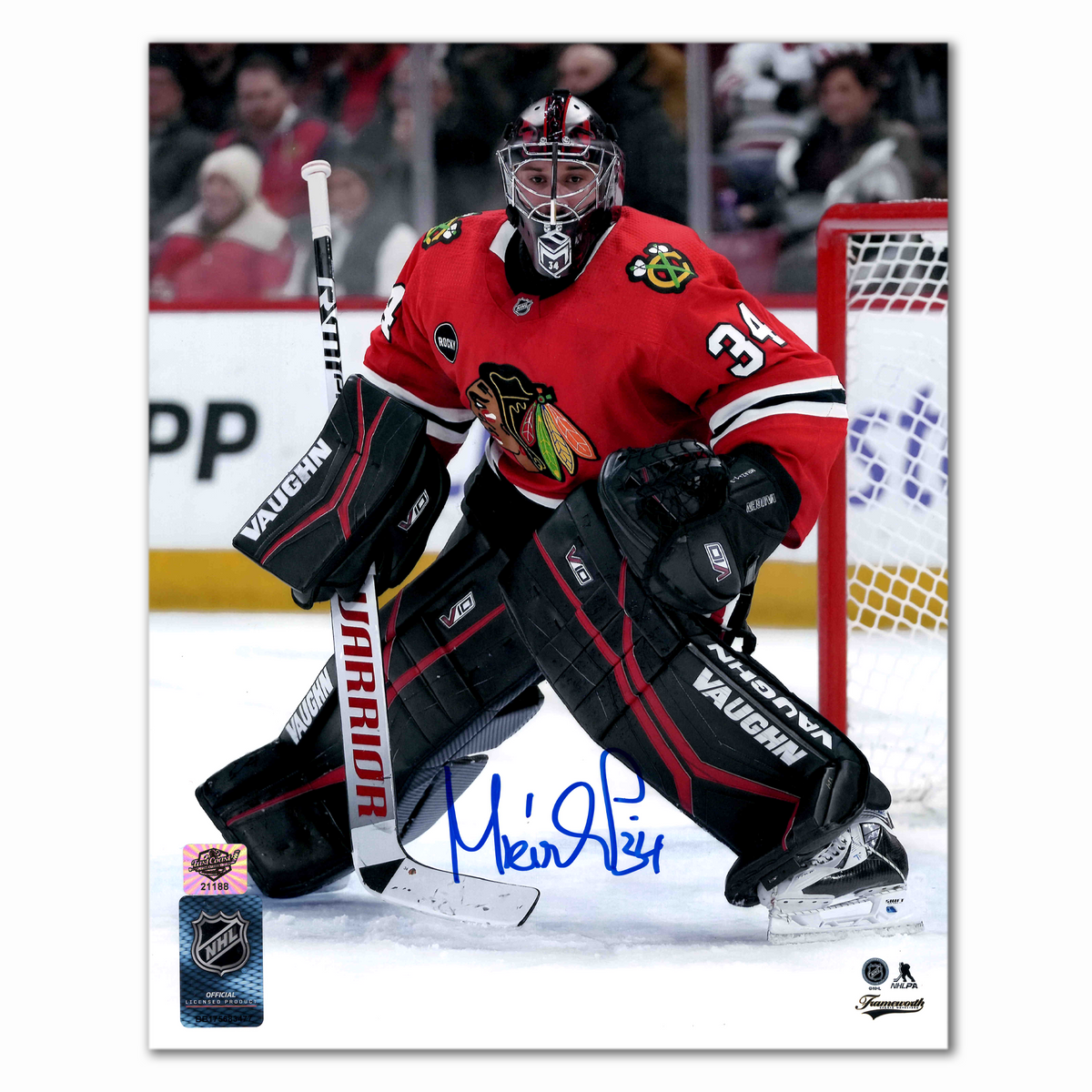 Petr Mrazek Autographed Chicago Black Hawks Home 8x10 Photo