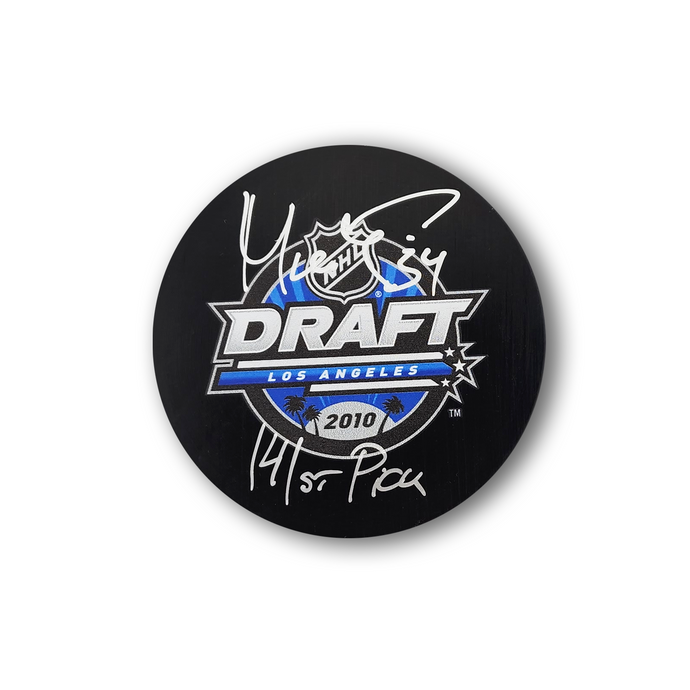 Petr Mrazek Autographed 2010 NHL Draft Hockey Puck Inscribed 141th Pick