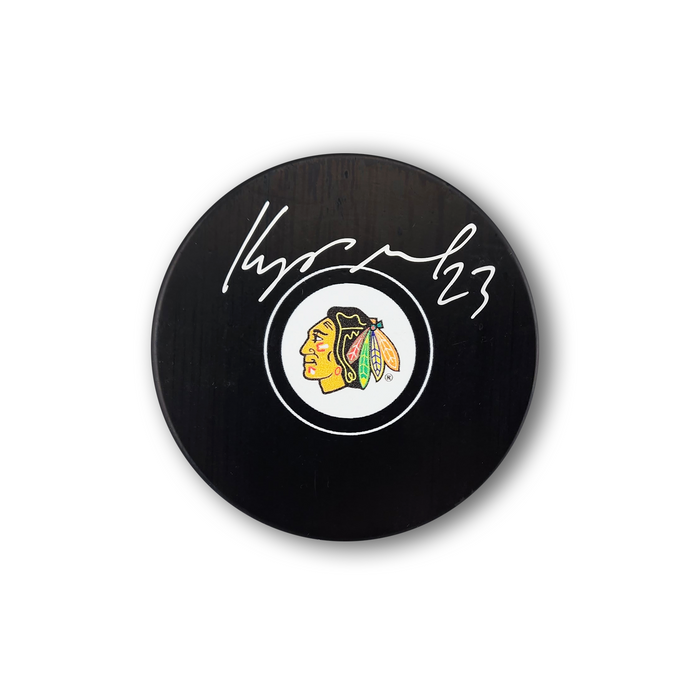 Philipp Kurashev Autographed Chicago Black Hawks Hockey Puck