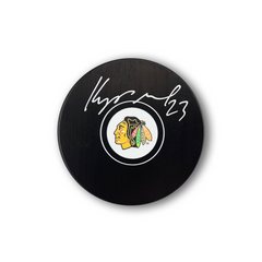 Philipp Kurashev Autographed Chicago Black Hawks Hockey Puck