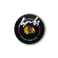 Philipp Kurashev Autographed Chicago Black Hawks Official Hockey Puck