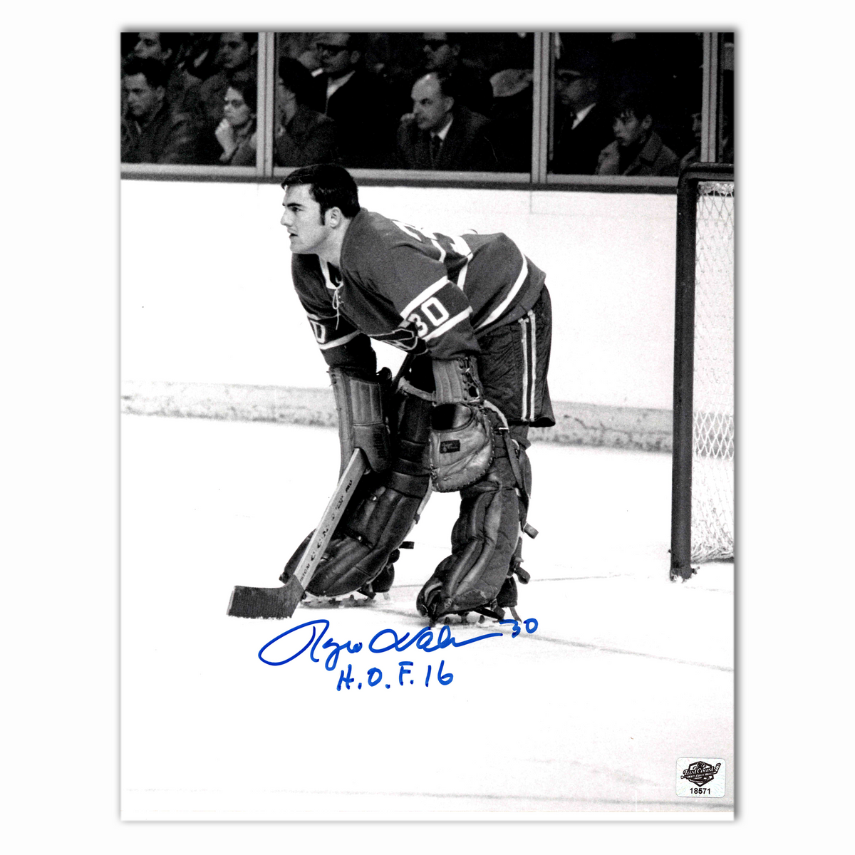 Rogie Vachon Autographed Montreal Canadiens Black and White 8x10 Photo